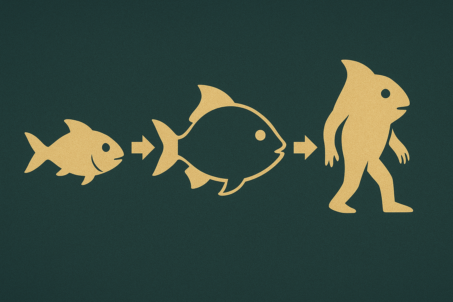 Three-stage fish evolution illustration